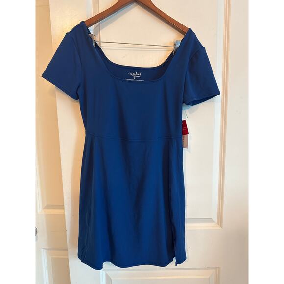 Short Sleeve Active Mini Maternity Dress With Built in Shorts Back Cut-Out L - Picture 10 of 11